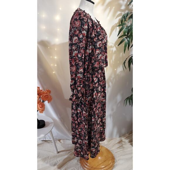 Talbots Floral Scalloped Ruffle Button Maxi Dress Womens Size LP Cottagecore - Picture 4 of 11